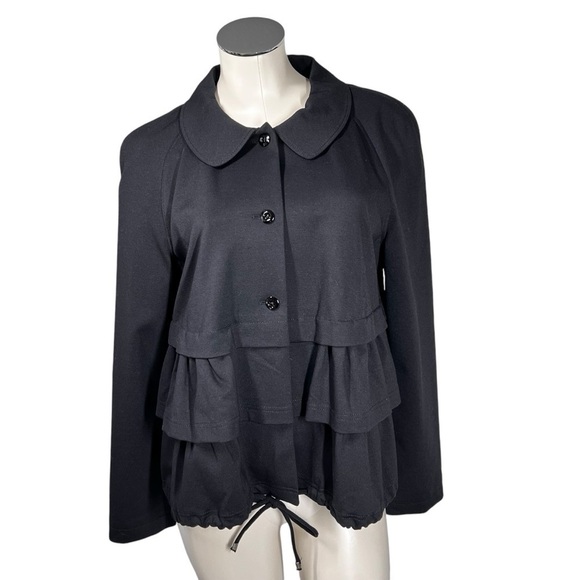 ESCADA SPORT Black Peplum Lined Drawstring Jacket Top Women's Size L EU42 - Picture 1 of 16